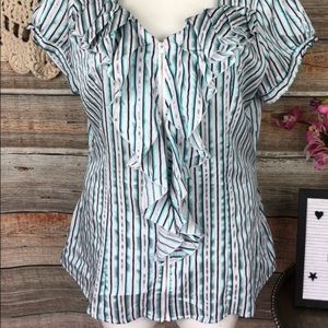 WOMENS DESIGNER SHIRT SZ.18 RUFFLE ZIP